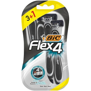 BIC Flex 4 jednorázový holicí strojek pro muže 4 čepele 3+1ks BIC Flex 4 jednorázový holicí strojek pro muže 4 čepele 3+1ks