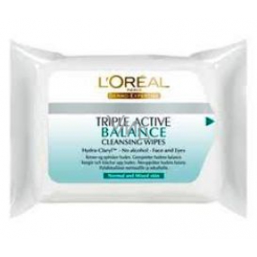 Loreal Paris Triple Active čisticí kapesníky normální a smíšená pleť 25 kusů