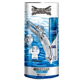 Wilkinson Quattro Titanium + náhradní břity + holicí pěna, kosmetická sada