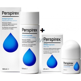 Perspirex Original Lotion antiperspirační krém na ruce a nohy unisex 100 ml + Perspirex Original kuličkový antiperspirant bez vůně roll-on unisex 25 ml