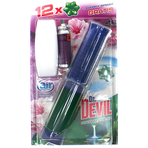 Dr. Devil Natur Fresh 3v1 Wc Point Block 75 ml + Air Menline Japanese Cherry Happy osvěžovač vzduchu komplet sprej + náplň 1 x 15 ml