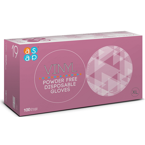 Asap Rukavice Vinyl jednorázové nepudrované vyšetřovací rukavice velikost XL box 100 kusů