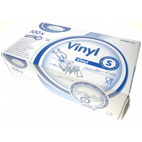 Wimex Rukavice hygienické jednorázové vinylové nepudrované bílé, velikost S, box 100 kusů