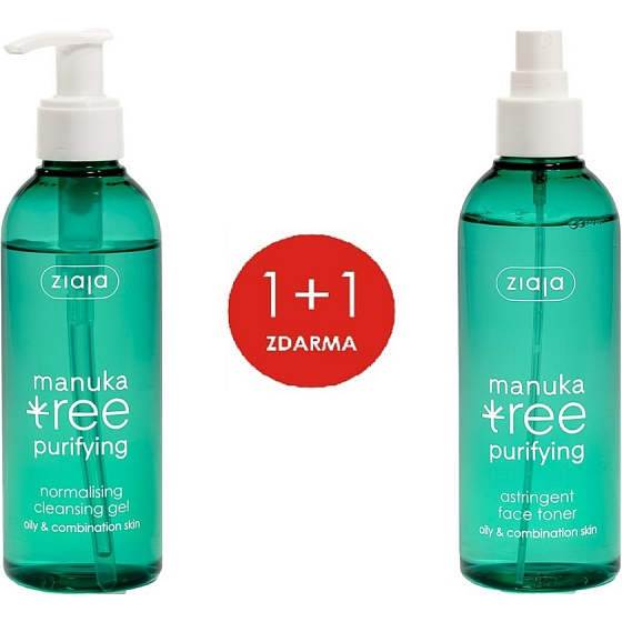 Ziaja Manuka Tree Purifying mycí gel 200 ml + Manuka Tree Purifying adstringentní pleťový tonik 200 ml, duopack