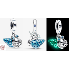 Charm Sterlingové stříbro 925 Krab / rak poustevníček zářící ve tmě, luminozní přívěsek na náramek moře