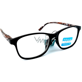 Berkeley Čtecí dioptrické brýle +2,0 plast černé ornamenty stranice 1 kus R4159 INfocus