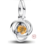 Charm Sterlingové stříbro 925 Žlutý kruh věčnosti listopad, přívěsek na náramek symbol
