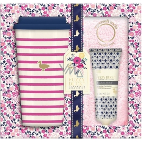 Baylis & Harding Lesní zvonek a Květinová louka cestovní hrnek + superměkké růžové ponožky + mléko na nohy 50 ml, kosmetická sada