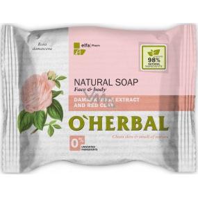 O Herbal Natural Damašková růže a červená hlína přírodní toaletní mýdlo 100 g