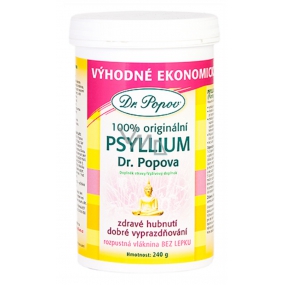 Dr. Popov Psyllium 100% originální, podporuje správný metabolismus tuků a navozuje pocit sytosti, rozpustná vláknina 240 g