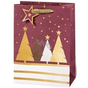 BSB Luxusní dárková papírová taška 36 x 26 x 14 cm Vánoční se stromky VDT 439-A4