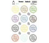 Arch Domácí etikety Home Labels samolepky Ruční výroba barevné 12 x 18 cm