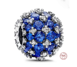 Charm Sterlingové stříbro 925 Třpytivé kulaté modré kouzlo Pavé, korálek na náramek symbol