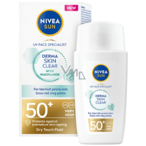 Nivea Sun Derma Skin Clear OF 50+ lehký pleťový krém na opalování 40 ml