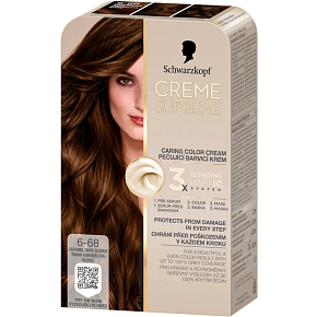 Schwarzkopf Creme Supreme barva na vlasy 6-68 tmavá karamelová blond 60 ml