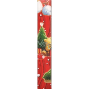Ditipo Dárkový balicí papír 70 x 200 cm Vánoční červený Medvěd strom