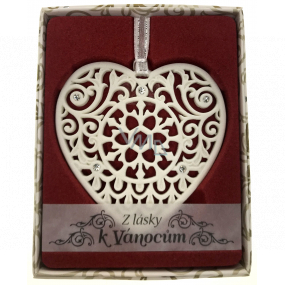 Albi Vánoční ornament s krystaly Swarovski na zavěšení s popisem - Z lásky k Vánocům, cca 7 x 8 cm