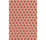Ditipo Dárkový balicí papír 70 x 200 cm KRAFT Růžová kolečka