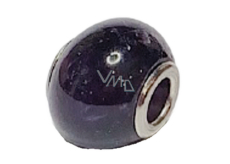 Ametyst modrý přívěsek kulatý přírodní kámen 14 mm, otvor 4,2 mm 1 kus, kámen králů a biskupů
