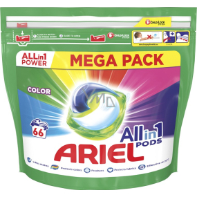 Ariel All-in-1 Pods Color gelové kapsle na barevné prádlo 66 kusů