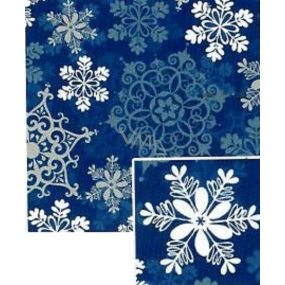 Nekupto Dárkový balicí papír vánoční 70 x 200 cm Modrý bílé, modré, stříbrné vločky