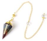Orgonit amulet, Kyvadlo generátor energie 7 čaker, cca 4,2 x 1,9 cm, + řetízek 20 cm 1 kus