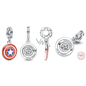 Charm Sterlingové stříbro 925 Marvel The Avengers, Štít Kapitána Ameriky, přívěsek na náramek