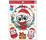 Okenní fólie vánoční Věneček s tučňákem 30 x 42 cm
