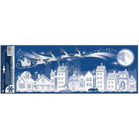 Okenní fólie vánoční Město s glitrem 21 x 59,5 cm