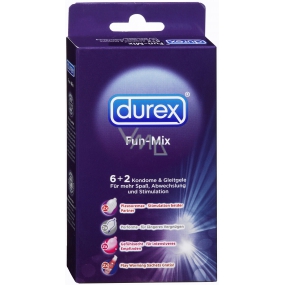 Durex Fun Mix 6 kondomů + 2 lubrikační gely 5 ml