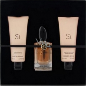 Giorgio Armani Sí parfémovaná voda pro ženy 50 ml + tělové mléko 75 ml + sprchový gel 75 ml, dárková sada