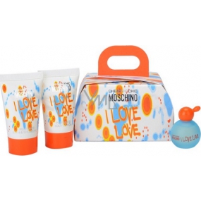 Moschino I Love Love toaletní voda 4,9 ml + sprchový gel 25 ml + tělové mléko 25 ml, dárková sada