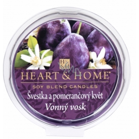 Heart & Home Švestka a pomerančový květ Sojový přírodní vonný vosk 27 g