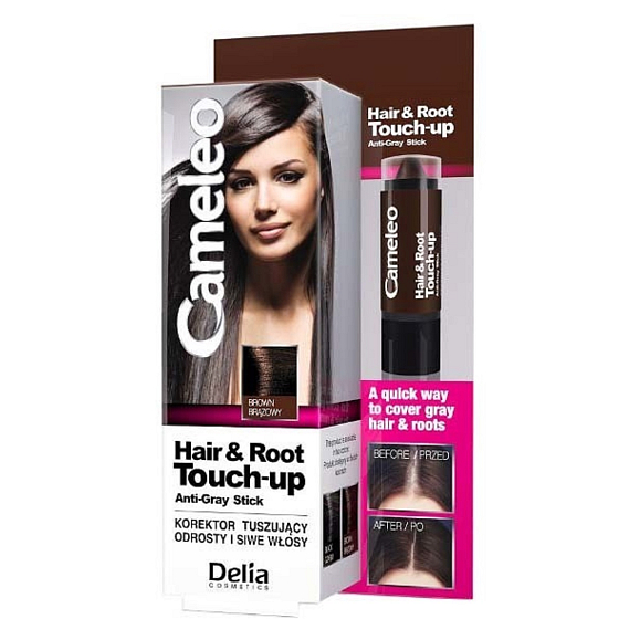 Delia Cosmetics Cameleo Hair & Root Korektor zakrývá kořeny a šedé vlasy Brown 4,6 g