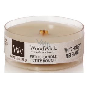 WoodWick White Honey - Bílý med vonná svíčka s dřevěným knotem petite 31 g
