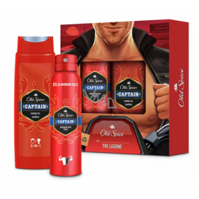 Old Spice Captain deodorant sprej 150 ml + 2v1 sprchový gel na tělo a vlasy 250 ml, kosmetická sada pro muže