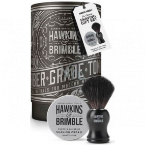 Hawkins & Brimble Men krém na holení 100 ml + štětka na holení + plechový box, kosmetická sada pro muže