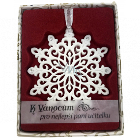 Albi Vánoční ornament s krystaly Swarovski na zavěšení s popisem - K Vánocům pro nejlepší paní učitelku, cca 7 x 8 cm