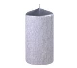 Emocio Perla drápaná svíčka stříbrná válec 60 x 120 mm