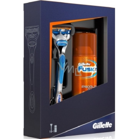 Gillette Fusion holicí strojek + Fusion hydratační gel na holení 75 ml, kosmetická sada pro muže
