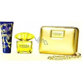 Versace Yellow Diamond Intense parfémovaná voda 90 ml + tělové mléko 100 ml + zlatá kabelka, dárková sada