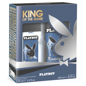Playboy King of The Game parfémovaný deodorant sklo pro muže 75 ml + sprchový gel 250 ml, kosmetická sada