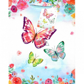 Ditipo Dárková papírová taška 18 x 23 x 10 cm světle modrá motýlci