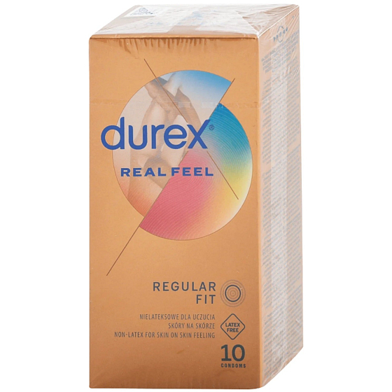 Durex Real Feel nelatexový kondom pro přirozený pocit kůže na kůži, nominální šířka: 56 mm 10 kusů