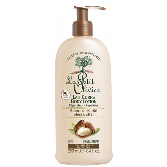 Le Petit Olivier Bambucké máslo regenerační tělové mléko dávkovač 250 ml