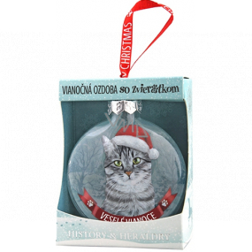Albi Skleněná vánoční ozdobička se zvířátky - Mourovaná kočka 7,5 cm x 8 cm x 3,6 cm