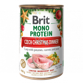 Brit Mono Protein Česká štědrovečerní hostina kapr s brambory, mrkví a hráškem kompletní krmivo pro dospělé psy 400 g