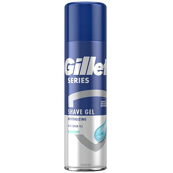 Gillette Series Revitalizing Sensitive gel na holení se zeleným čajem pro muže 200 ml