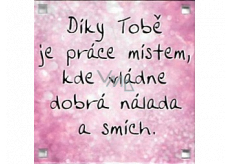 Albi Magnet Díky Tobě je práce místem, kde vládne dobrá nálada a smích 6,5 x 6,5 cm