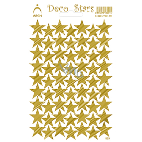 Arch Holografické dekorační samolepky Hvězdičky zlaté hladké 12 x 18 cm